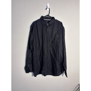 Tommy Bahama Long Sleeve 100% Linen Shirt Black Button Up Size XL